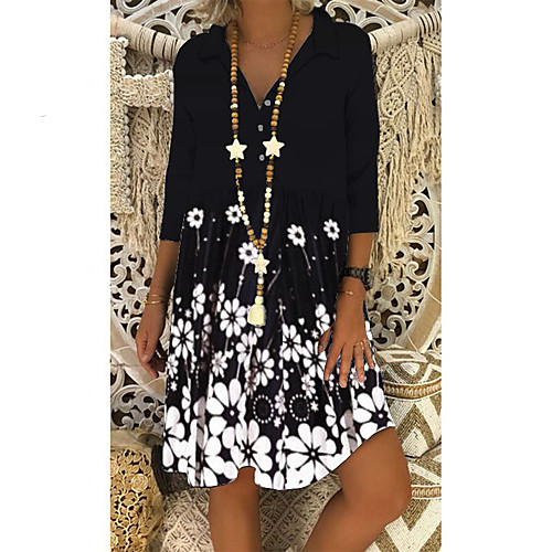 

Women's Black Shift Dress - Half Sleeve Geometric Summer Elegant Daily 2020 Black M L XL