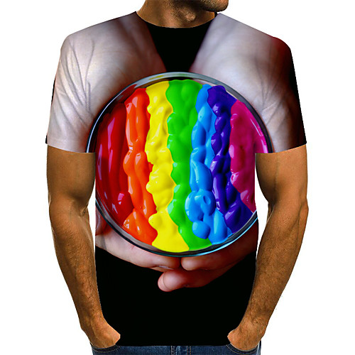 

Men's 3D Sun Flower Print T-shirt Basic Exaggerated Daily Rainbow