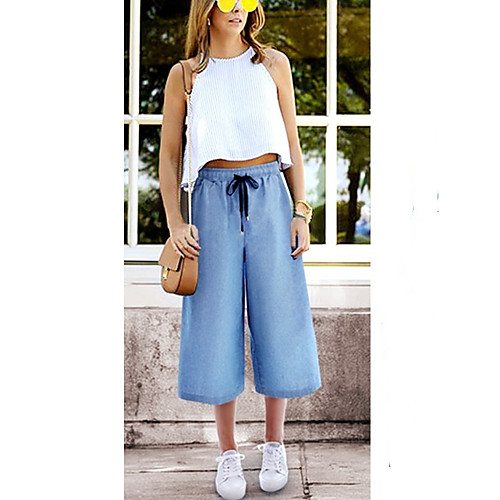 

Women's Basic Chinos Pants - Solid Colored Blue Light Blue S M L