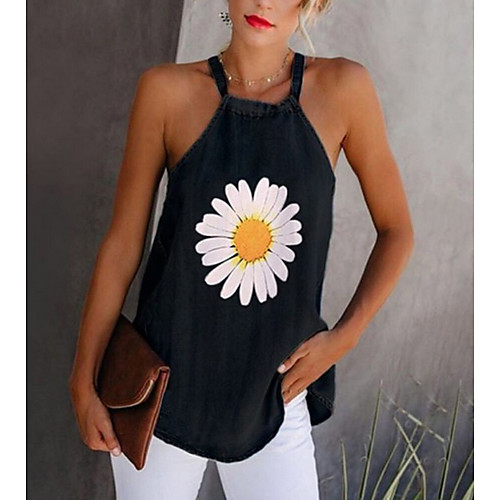

Women's Floral Red Tank Top Daily Black