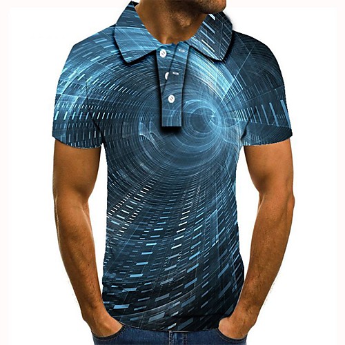 

Men's Graphic 3D Print Print Polo Daily Light Blue