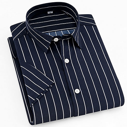 

Men's Striped Print Shirt Daily Navy Blue