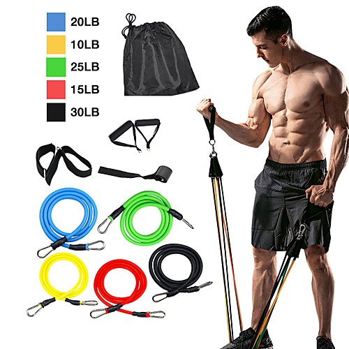 

Resistance Band Set Exercise Resistance Bands 11 pcs 5 Stackable Exercise Bands Door Anchor Legs Ankle Straps Sports TPE Home Workout Pilates CrossFit Heavy-duty Carabiner Strength Training Muscular