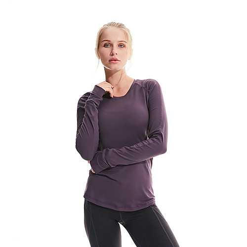 

Women's Yoga Top Winter Thumbhole Fashion Black Purple Gray Elastane Yoga Running Fitness Top Long Sleeve Sport Activewear Breathable Quick Dry Comfortable Stretchy