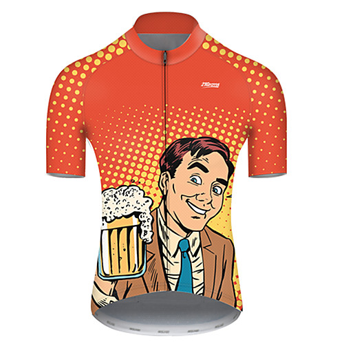 

21Grams Men's Short Sleeve Cycling Jersey OrangeWhite Oktoberfest Beer Bike Top Mountain Bike MTB Road Bike Cycling Breathable Sports Clothing Apparel / Micro-elastic