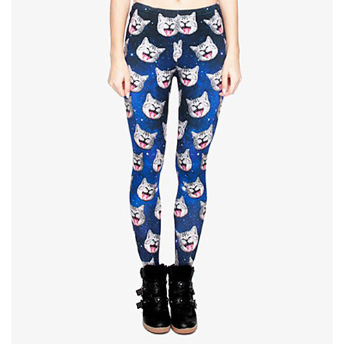 

Women's Sports / Yoga Sporty / Basic Legging - Galaxy / Print, Print Mid Waist Royal Blue One-Size