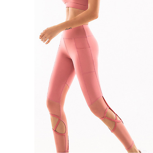 

Women's High Waist Yoga Pants Winter Patchwork Black Pink Gray Mesh Running Fitness Gym Workout Tights Leggings Sport Activewear Breathable Moisture Wicking Butt Lift Tummy Control High Elasticity