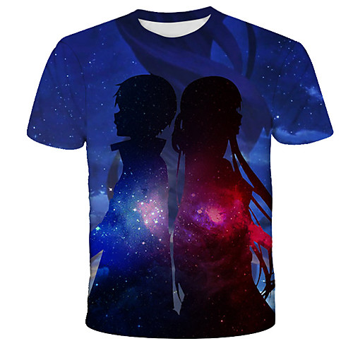 

Men's 3D Tie Dye Black & White Print T-shirt Street chic Exaggerated Daily Holiday Round Neck Rainbow / Short Sleeve