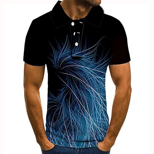

Men's Graphic 3D Print Print Polo Daily Blue
