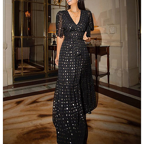 

Women's 2020 Black Summer Dress Elegant A Line Polka Dot S M