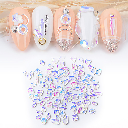

50Pcs Transparent AB Rhinestones Crystal DIY Nail Art Stone 3D Mix Design Jewelry Gems Accessories Manicure Decorations