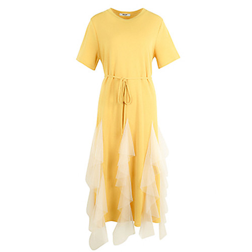 

Women's A Line Dress - Short Sleeves Floral Layered Summer Fall Casual Holiday Going out Slim 2020 White Black Yellow Light Green Gray M L XL XXL XXXL / Cotton