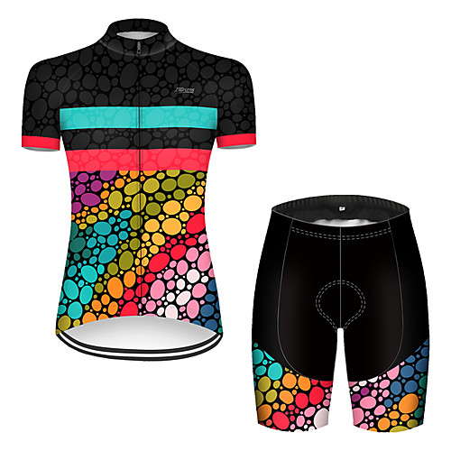 

21Grams Women's Short Sleeve Cycling Jersey with Shorts Black / Red Rainbow Bike Breathable Sports Rainbow Mountain Bike MTB Road Bike Cycling Clothing Apparel / Stretchy