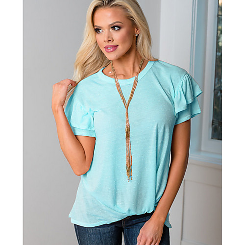 

Women's Daily T-shirt - Solid Colored Blushing Pink