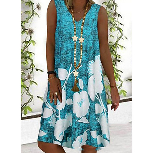 

Women's A-Line Dress Dress - Sleeveless Floral Summer Street chic 2020 Blue Gray S M L XL XXL XXXL XXXXL XXXXXL