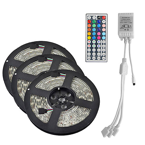 

15M(35M) LED Light Strips RGB Tiktok Lights 3528 SMD 900 LEDs 8mm Strip Flexible Light LED Tape waterproof AC 12V 600LEDs with 44Key IR Remote Controller Kit