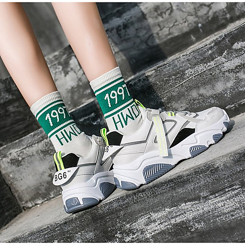 

Women's Trainers / Athletic Shoes Spring & Summer Flat Heel Round Toe Daily Solid Colored PU Green / White / Black