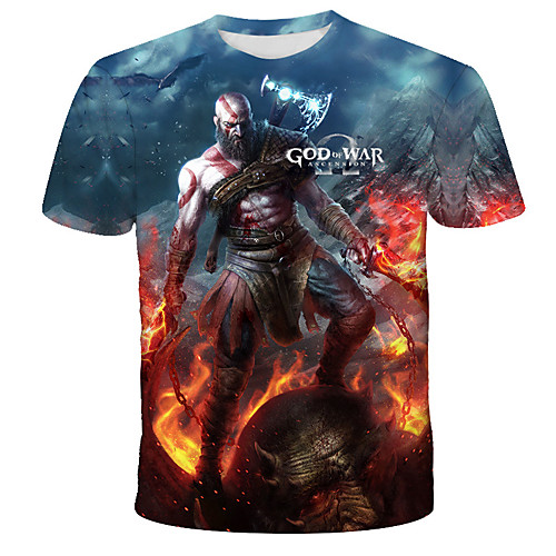 

Men's Daily Holiday Street chic / Exaggerated T-shirt - 3D / Tie Dye / Cartoon Wolf, Print Rainbow