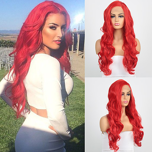 

Synthetic Lace Front Wig Body Wave Side Part Lace Front Wig Long Red Synthetic Hair 18-26 inch Women's Heat Resistant Synthetic Easy dressing Red / Natural Hairline