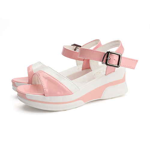 

Women's Sandals Summer Wedge Heel Open Toe Casual Daily PU Pink / White / Black / White