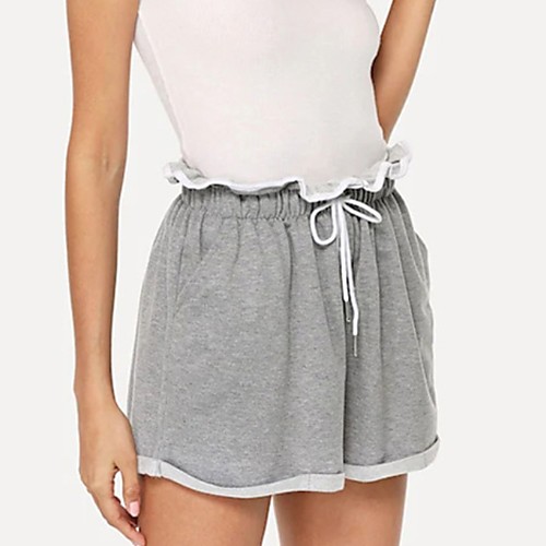 

Women's Basic Chinos / Shorts Pants - Solid Colored Gray S M L