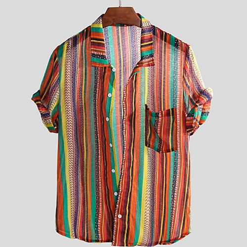 

Men's Holiday Beach Tropical / Hawaiian Shirt - Striped Red