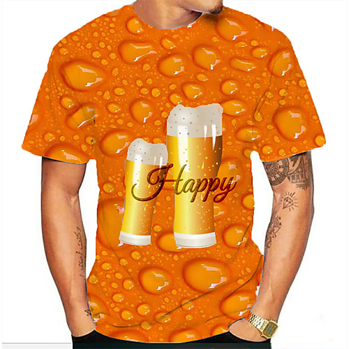 

Men's Graphic 3D Print Print T-shirt Basic Daily Orange
