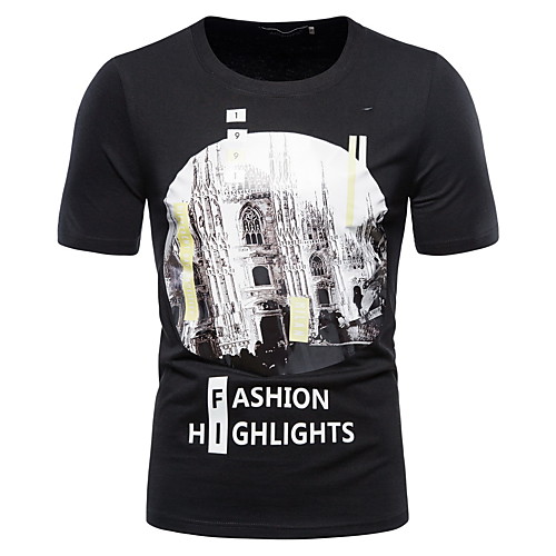 

Men's Abstract Black & White Print T-shirt Basic Daily Going out White / Black