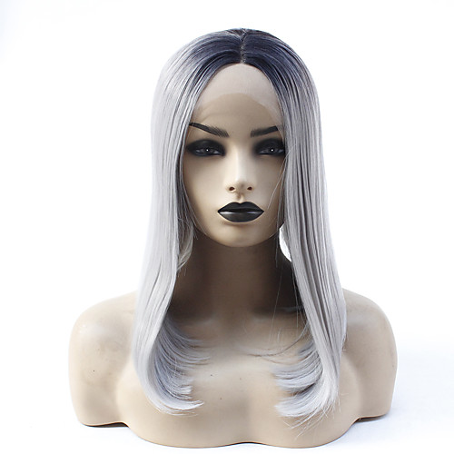 

Synthetic Lace Front Wig Straight Jenifer Middle Part Lace Front Wig Medium Length Ombre Grey Synthetic Hair 14-16 inch Women's Heat Resistant Women Hot Sale Gray Ombre / Glueless
