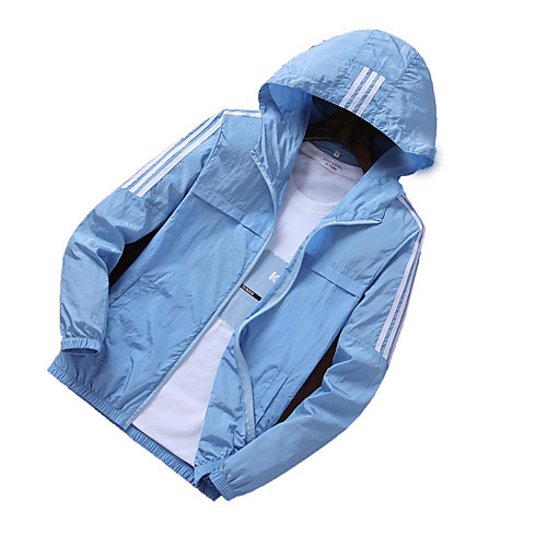 

Men's Hiking Jacket Outdoor Waterproof Breathable Quick Dry Anti-Eradiation Hoodie Top Fishing Climbing Beach White / Black / Blue
