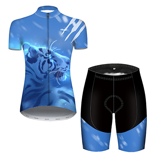 

21Grams Women's Short Sleeve Cycling Jersey with Shorts Black / Blue Galaxy Tiger Bike Breathable Sports Galaxy Mountain Bike MTB Road Bike Cycling Clothing Apparel / Stretchy