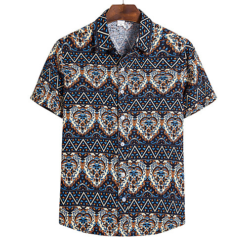 

Men's Tribal Shirt Vintage Street chic Holiday Weekend Blue