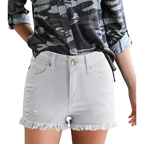 

Women's Basic Shorts Pants - Solid Colored White Black Blue S / M / L