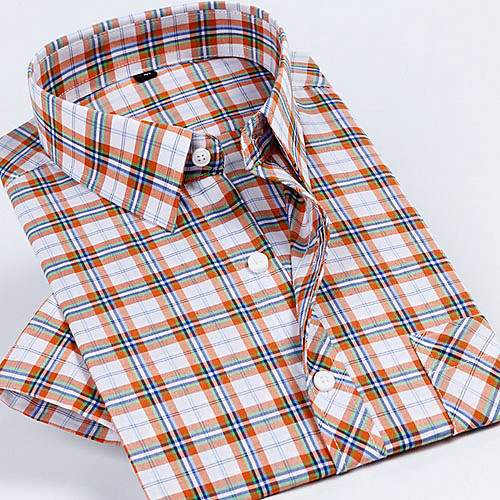 

Men's Houndstooth Print Shirt Daily Orange