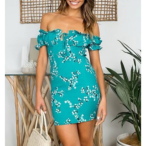

Women's Purple Green Dress Sheath Floral S M