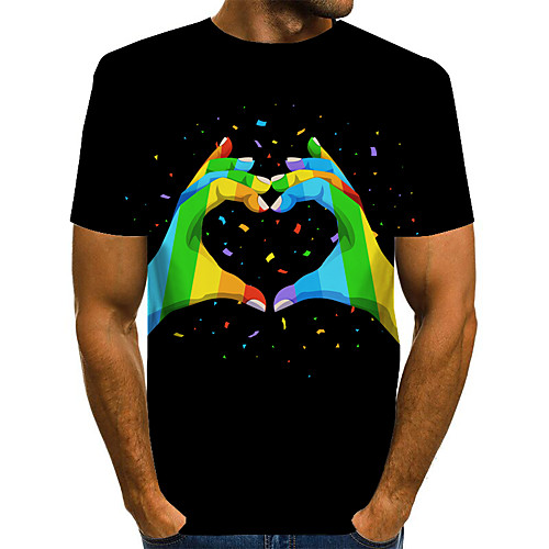 

Men's Graphic 3D Print Pride Day Print T-shirt Basic Exaggerated Daily Round Neck White / Black / Blue / Purple / Red / Yellow / Green / Short Sleeve