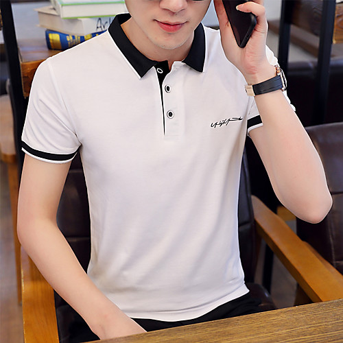 

Men's Solid Colored Letter Polo Business Basic Daily Going out White / Black / Blushing Pink / Khaki / Gray