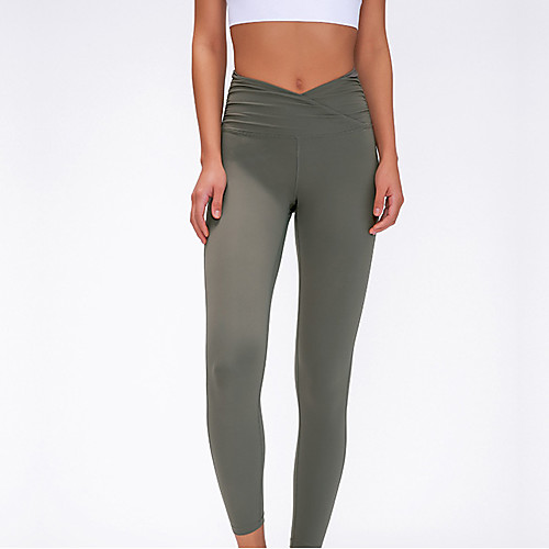 

Women's High Waist Yoga Pants Winter Solid Color Red Brown Black Green Blue Gray Elastane Running Fitness Gym Workout Tights Leggings Sport Activewear Breathable Moisture Wicking Butt Lift Tummy