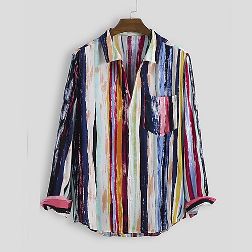 

Men's Holiday Beach Tropical / Hawaiian Shirt - Striped Red