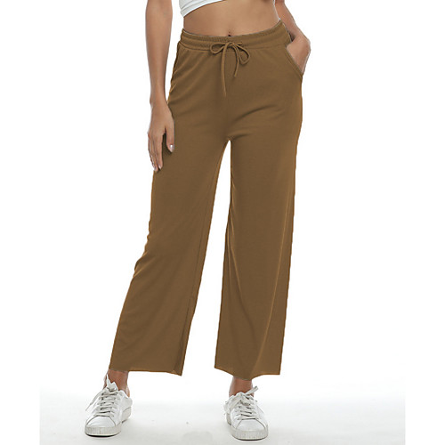 

Women's Basic Wide Leg Pants - Solid Colored Black Blushing Pink Brown S / M / L