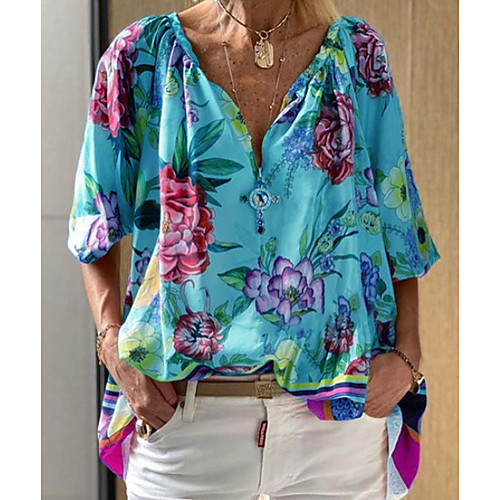 

Women's Floral Shirt Daily Blue / Purple / Red / Yellow