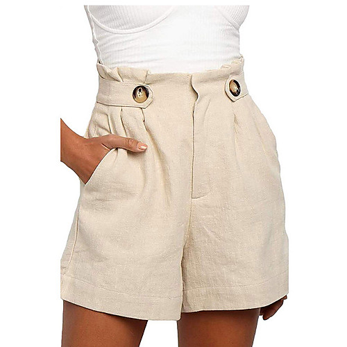 

Women's Basic Chinos / Shorts Pants - Solid Colored Black Army Green Beige S M L