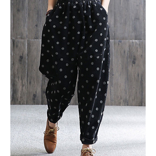 

Women's Basic Chinos Pants - Polka Dot Black Brown M L XL