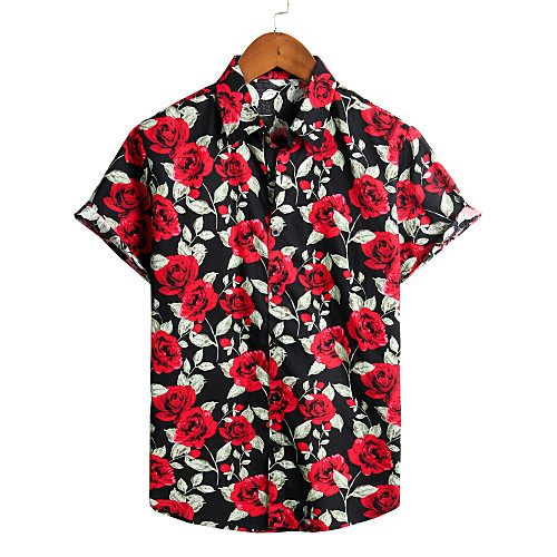 

Men's Holiday Beach Tropical / Hawaiian Shirt - Floral Black