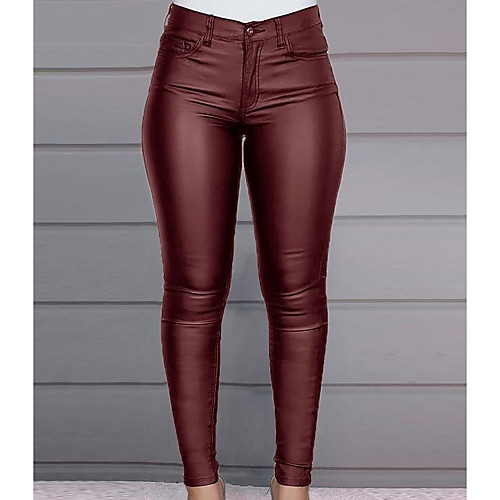 

Women's Basic Chinos Pants - Solid Colored Wine Black S M L
