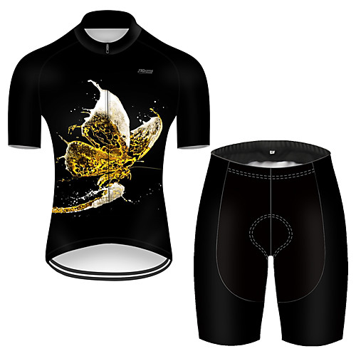 

21Grams Men's Short Sleeve Cycling Jersey with Shorts Black / Yellow Oktoberfest Beer Bike Breathable Sports Patterned Mountain Bike MTB Road Bike Cycling Clothing Apparel / Stretchy