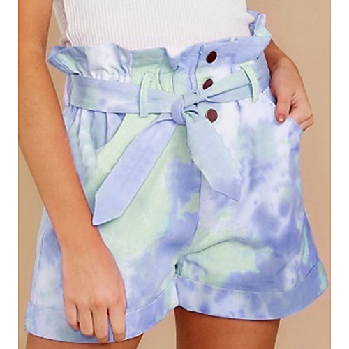 

Women's Basic Shorts Pants - Tie Dye Blue Purple Red S M L