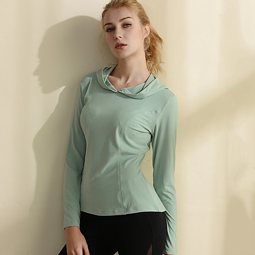 

Women's Yoga Top Solid Color Black Pink Green Elastane Yoga Running Fitness Hoodie Long Sleeve Sport Activewear Breathable Quick Dry Comfortable Stretchy