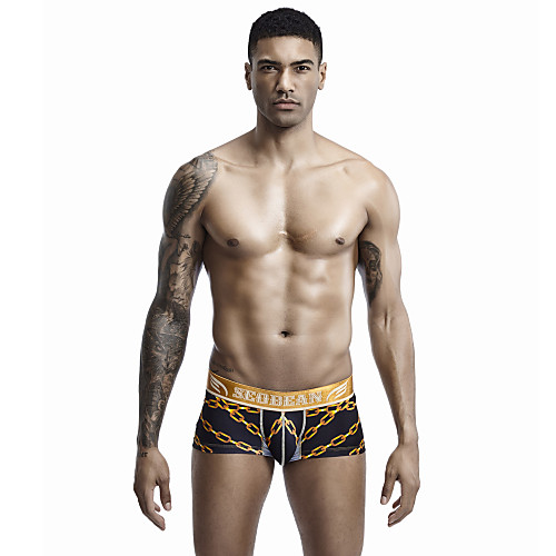 

SEOBEAN Men's Sports Underwear Sport Briefs Elastane Sports Winter Boxer Briefs Trunks Bottoms Running Walking Jogging Gym Workout Breathable Soft 3D Print Black / Cotton / Stretchy