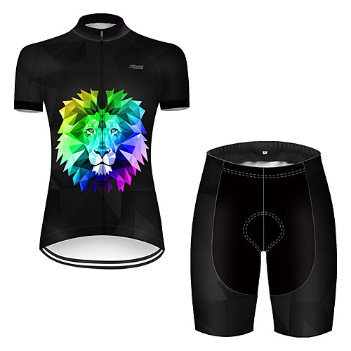 

21Grams Women's Short Sleeve Cycling Jersey with Shorts Black / Blue Bike Breathable Sports Patterned Mountain Bike MTB Road Bike Cycling Clothing Apparel / Stretchy